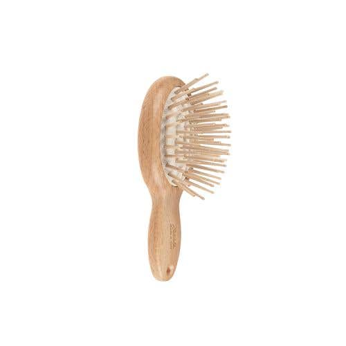 Janeke 純櫸木迷你橢圓按摩板梳 Wooden Hair-brush(Round__S)